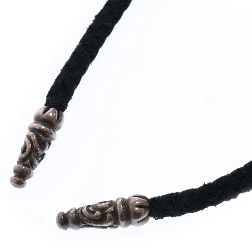 CHROME HEARTS(クロムハーツ) LEATHER BRAID LARGE SCROLL ネックレス ラージスクロールレザーブレイド ブラック/シルバー