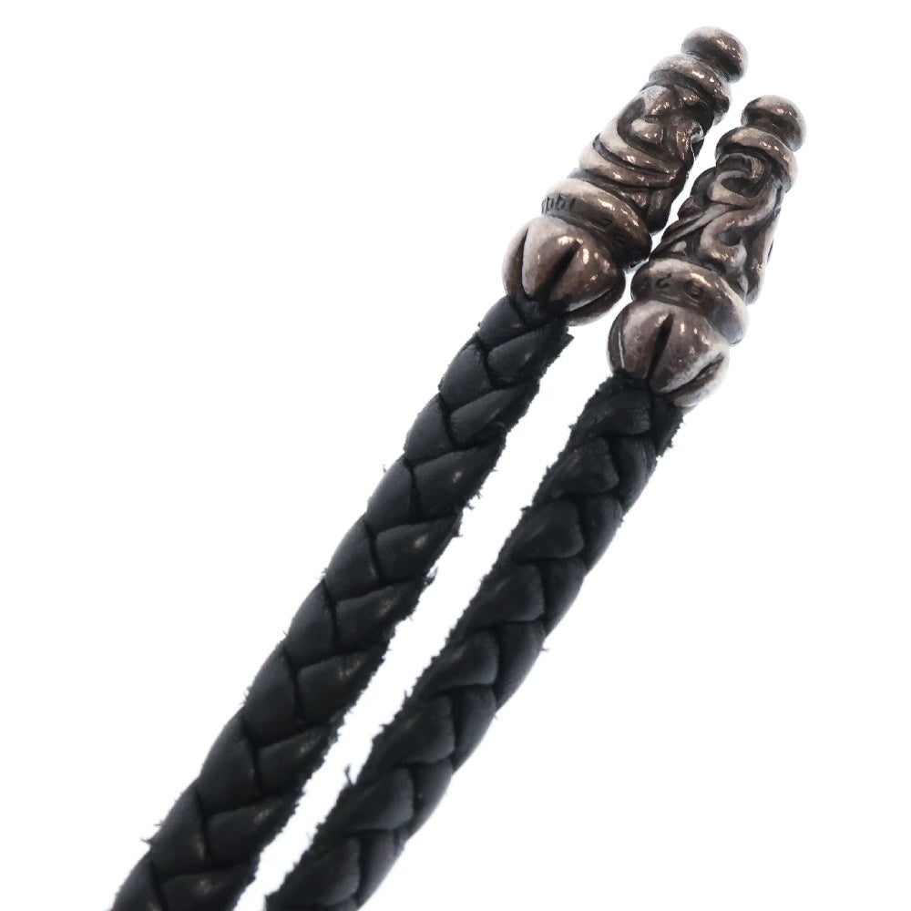 CHROME HEARTS(クロムハーツ) LEATHER BRAID LARGE SCROLL ネックレス ラージスクロールレザーブレイド ブラック/シルバー