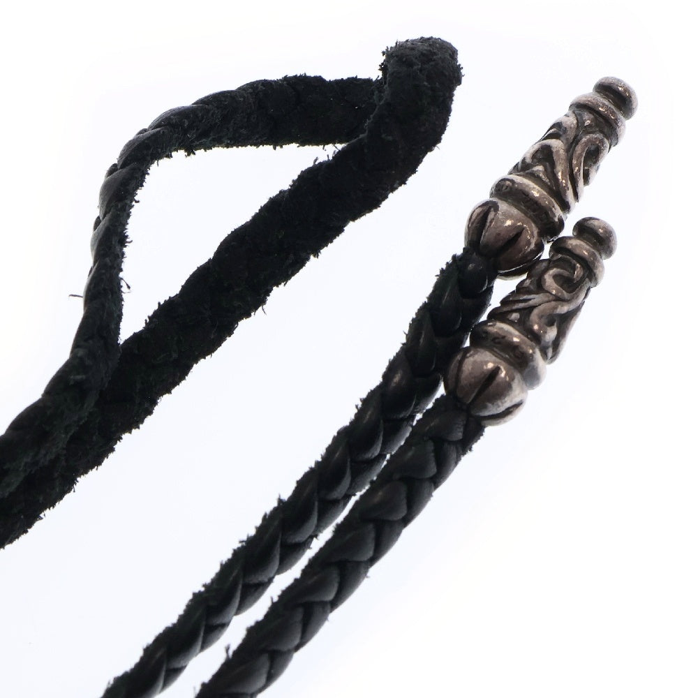 CHROME HEARTS(クロムハーツ) LEATHER BRAID LARGE SCROLL ネックレス ラージスクロールレザーブレイド ブラック/シルバー