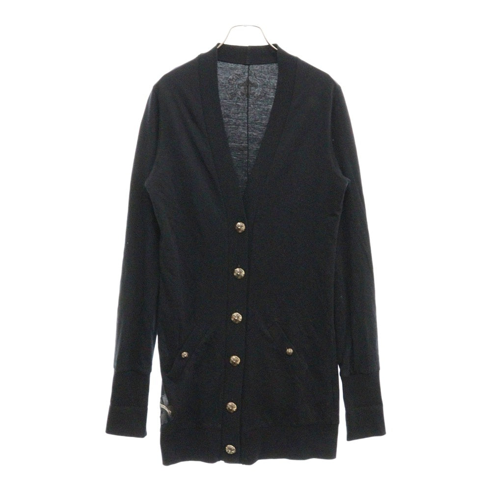 CHROME HEARTS(クロムハーツ) クロスボール レザーパッチ付き コットン ニット カーディガン ネイビー