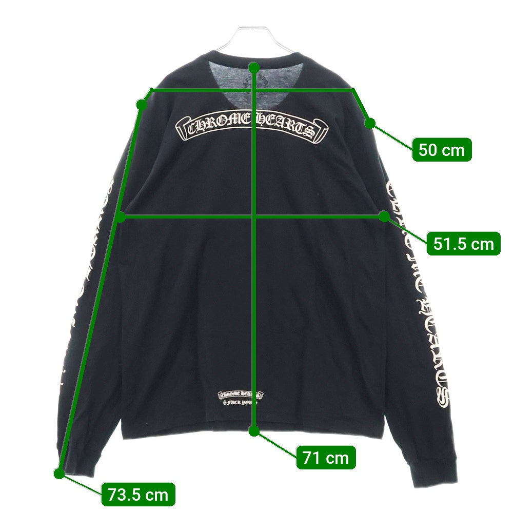 CHROME HEARTS(クロムハーツ) CH SCROLL LABEL FUCKYOU L/S /1 スクロールラベル ファックユー アームプリント ロングスリーブカットソー 長袖Tシャツ ブラック