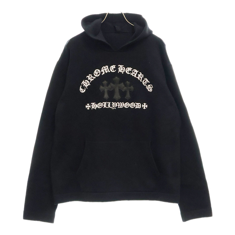 CHROME HEARTS(クロムハーツ) SAILIN ON HD PLVR CHSMR クロスパッチ刺繍カシミアプルオーバーパーカー ブラック