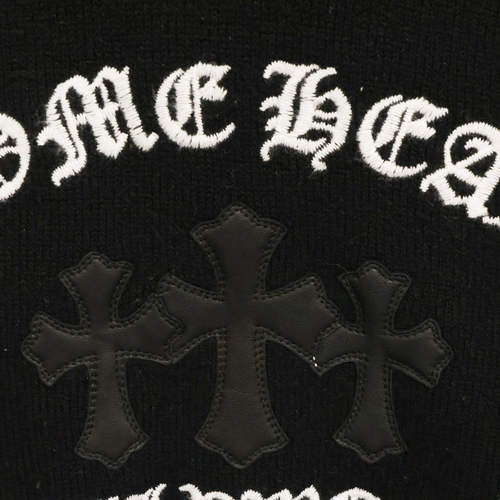 CHROME HEARTS(クロムハーツ) SAILIN ON HD PLVR CHSMR クロスパッチ刺繍カシミアプルオーバーパーカー ブラック