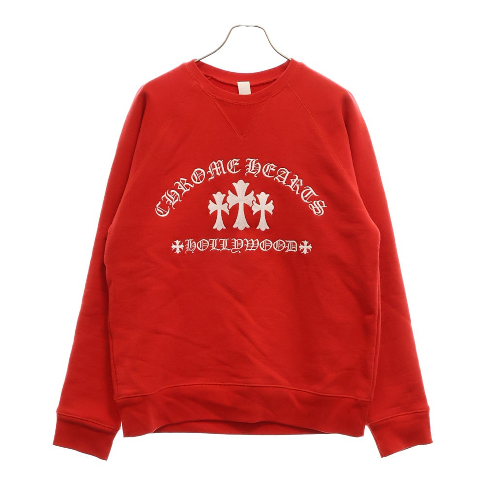CHROME HEARTS(クロムハーツ) SAILIN ON CREW ラベル付き セメタリークロス クルーネックスウェットトレーナー レッド