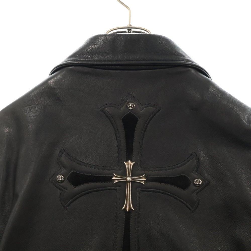 CHROME HEARTS(クロムハーツ) JJ DEAN ラージクロス装飾付きダガージップライダースレザージャケット