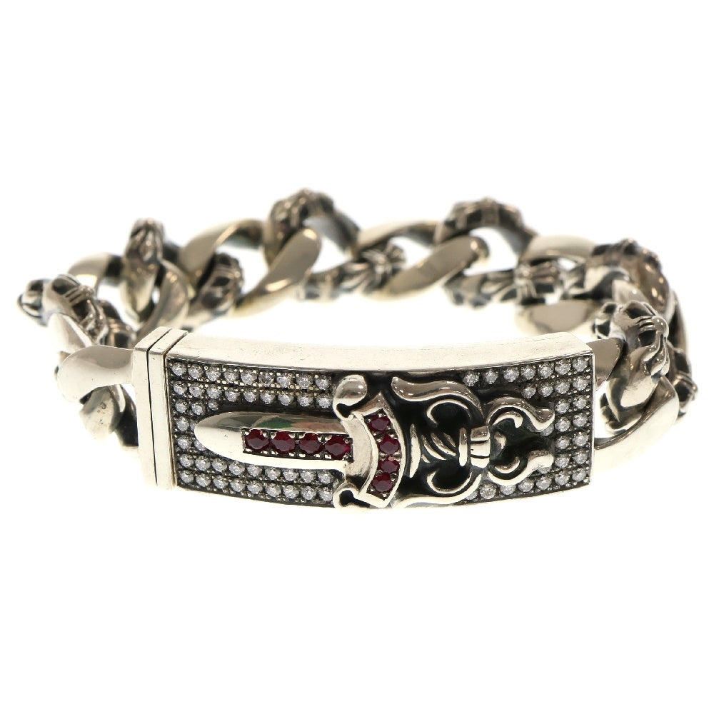 CHROME HEARTS(クロムハーツ) ID DAGGER AFTER P/D/SAP ダガーIDファンシーブレスレット アフターPAVEダイヤ/ルビー シルバー