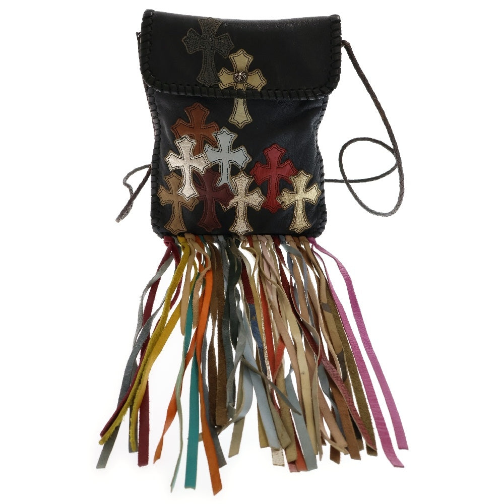 CHROME HEARTS(クロムハーツ) BAG-FLAT HIPPIE w FRINGE ヒッピー マルチカラーレザーパッチフリンジ装飾レザーショルダーバッグ
