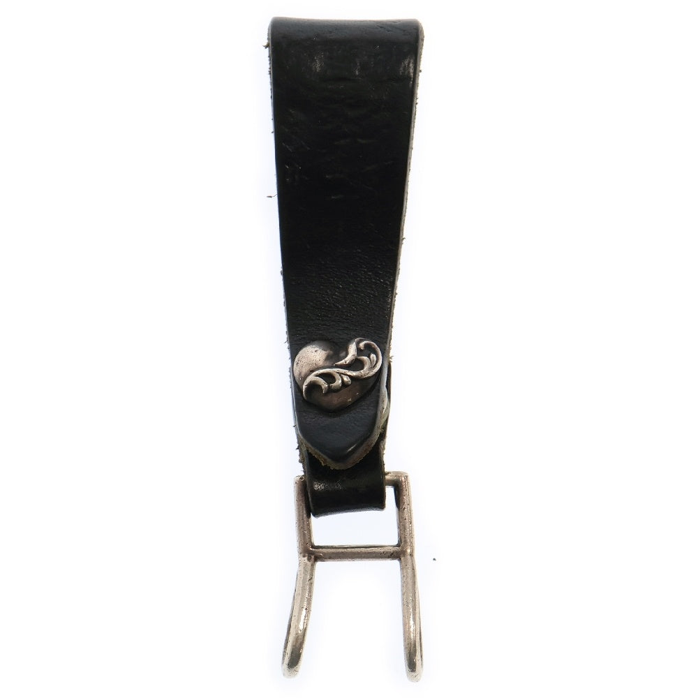 CHROME HEARTS(クロムハーツ) BELT LOOP ハートボタンレザーベルトループ ブラック/シルバー