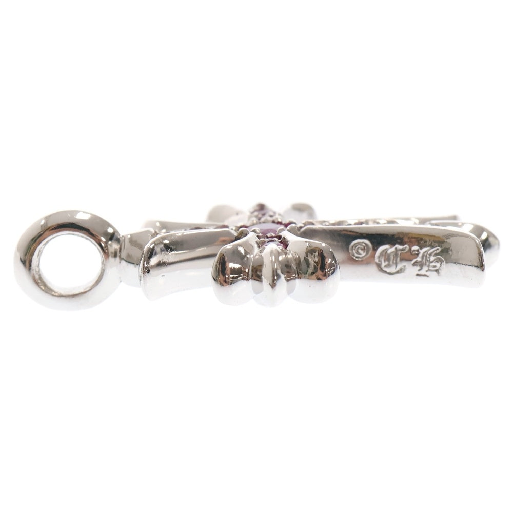 CHROME HEARTS(クロムハーツ) 18K TNY CRSF P SAP タイニーファットクロス PAVEピンクサファイア ホワイトゴールドネックレストップ