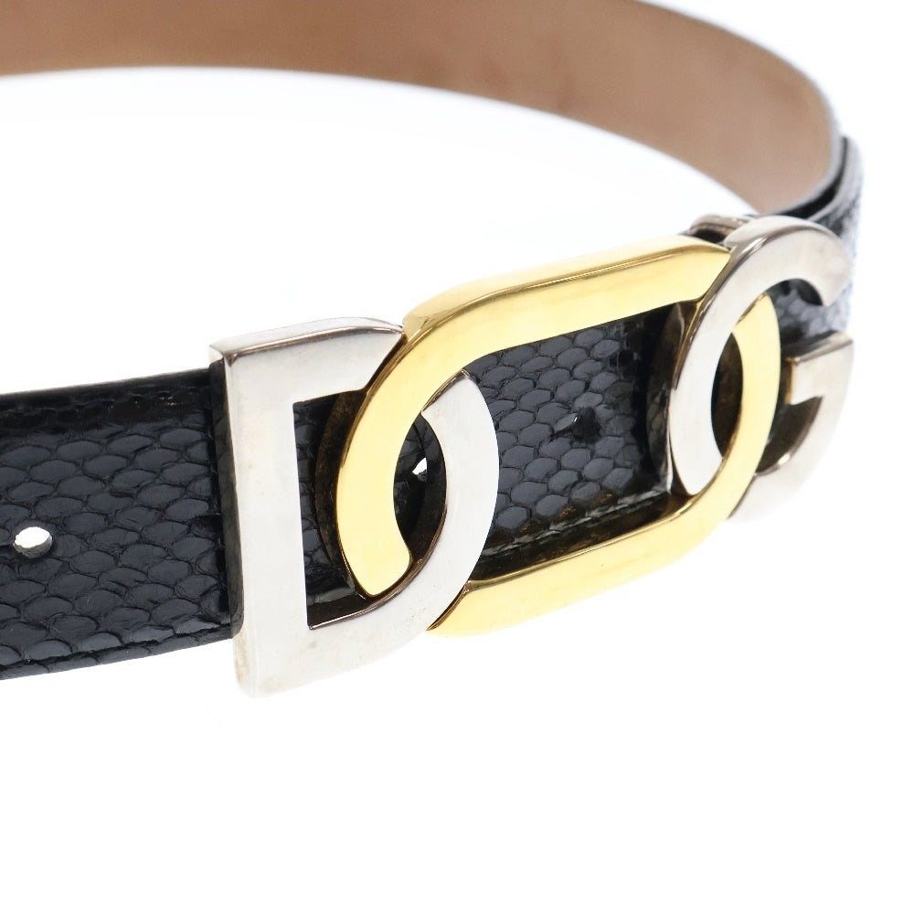 DOLCE & GABBANA(ドルチェアンドガッバーナ) DGロゴバックル パイソンレザー ベルト ブラック
