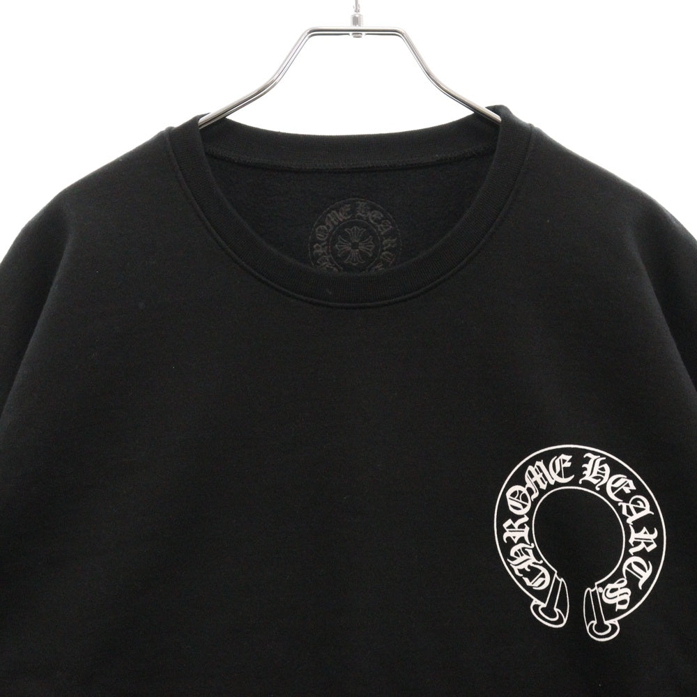 CHROME HEARTS(クロムハーツ) Horseshoe L/S Sweatshirt ホースシュープリント 袖フローラル スウェットトレーナー ブラック