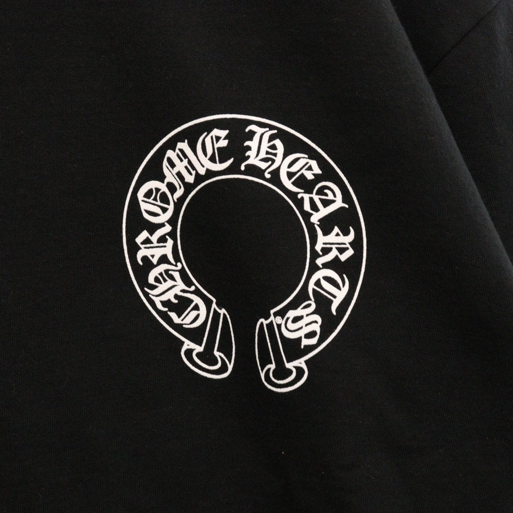 CHROME HEARTS(クロムハーツ) Horseshoe L/S Sweatshirt ホースシュープリント 袖フローラル スウェットトレーナー ブラック
