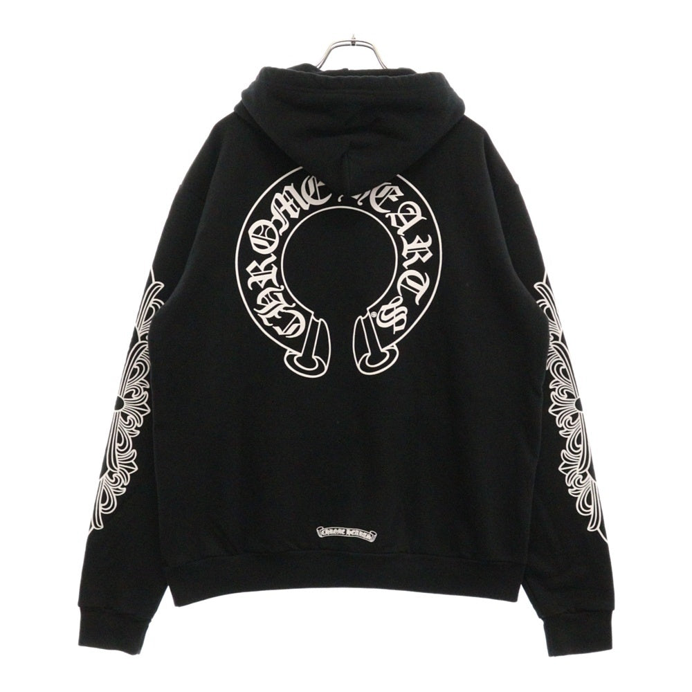 CHROME HEARTS(クロムハーツ) SWTSHRT PLVR 袖フローラルバックホースシュープリントパーカー