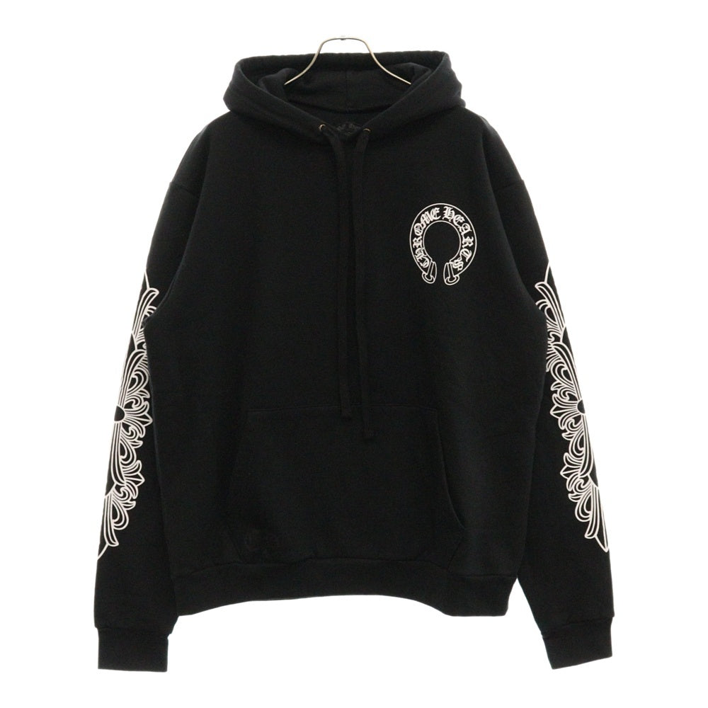 CHROME HEARTS(クロムハーツ) SWTSHRT PLVR 袖フローラルバックホースシュープリントパーカー