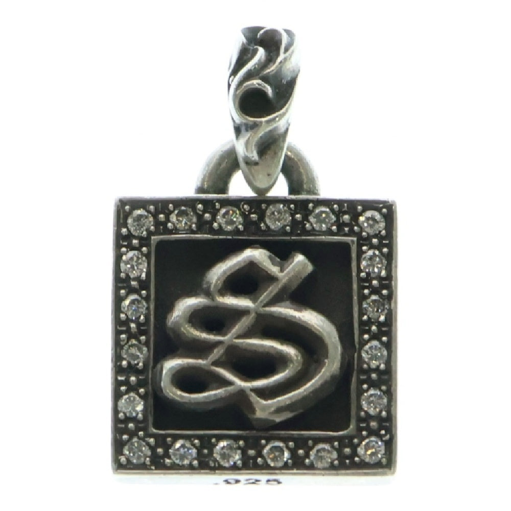 CHROME HEARTS(クロムハーツ) FRAMED LETTER BLOCK フレームド レターブロック S アルファベットチャーム アフターダイヤ シルバーネックレストップ