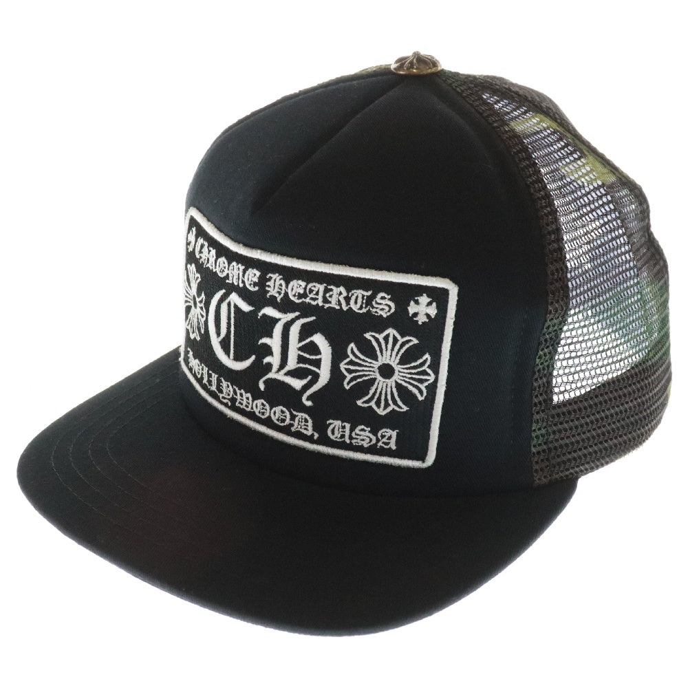 CHROME HEARTS(クロムハーツ) TRUCKER CAP トラッカーキャップ CH刺繍パッチクロスボール付メッシュ帽子 ブラック/カーキ