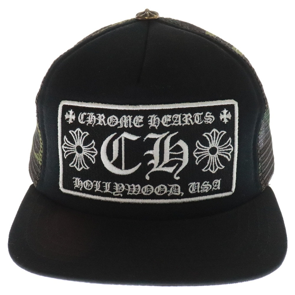 CHROME HEARTS(クロムハーツ) TRUCKER CAP トラッカーキャップ CH刺繍パッチクロスボール付メッシュ帽子 ブラック/カーキ
