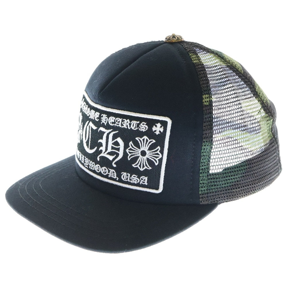 CHROME HEARTS(クロムハーツ) TRUCKER CAP トラッカーキャップ CH刺繍パッチクロスボール付メッシュ帽子 ブラック/カーキ