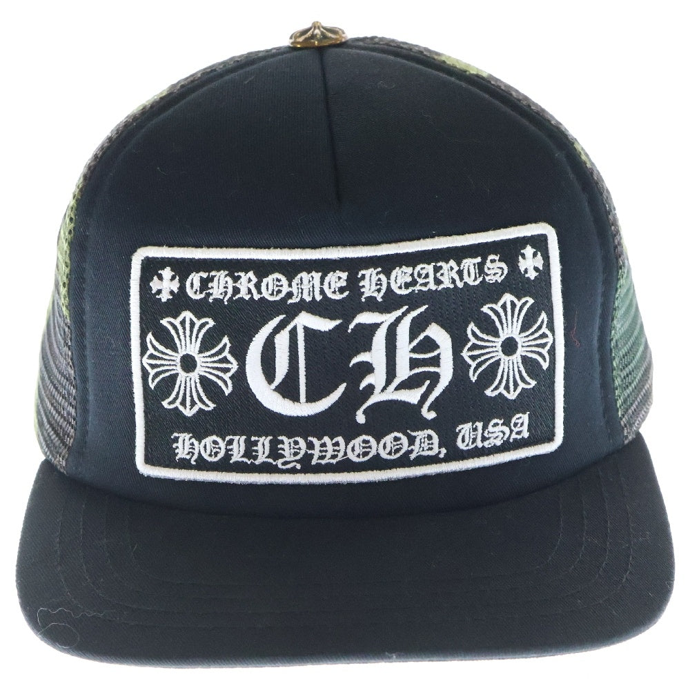 CHROME HEARTS(クロムハーツ) TRUCKER CAP トラッカーキャップ CH刺繍パッチクロスボール付メッシュ帽子 ブラック/カーキ