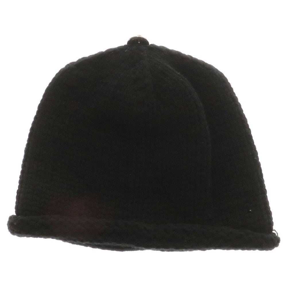 CHROME HEARTS(クロムハーツ) BEANIE CASH レザーパッチビーニー BSフレアパッチ付きカシミアニット帽子