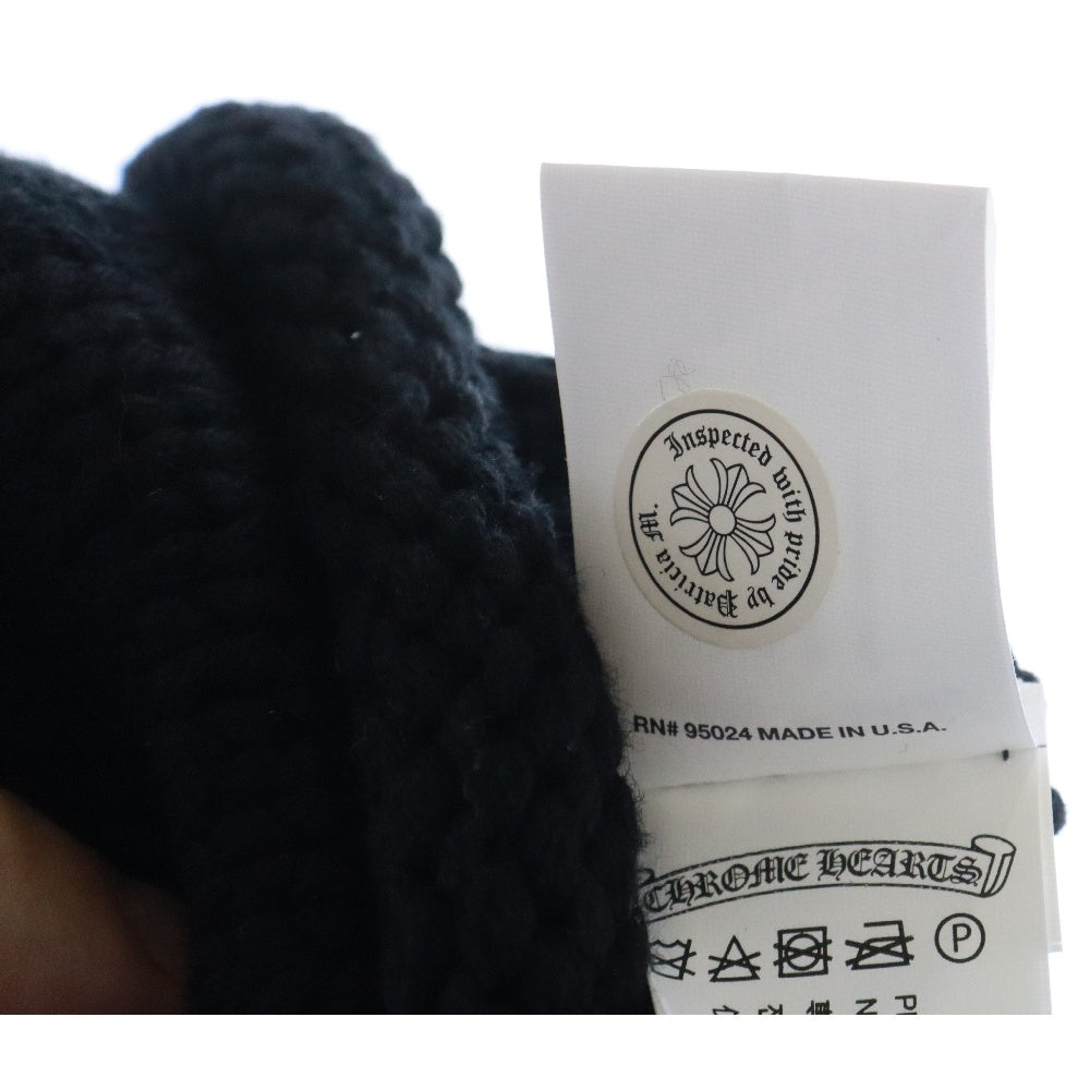 CHROME HEARTS(クロムハーツ) BEANIE CASH レザーパッチビーニー BSフレアパッチ付きカシミアニット帽子