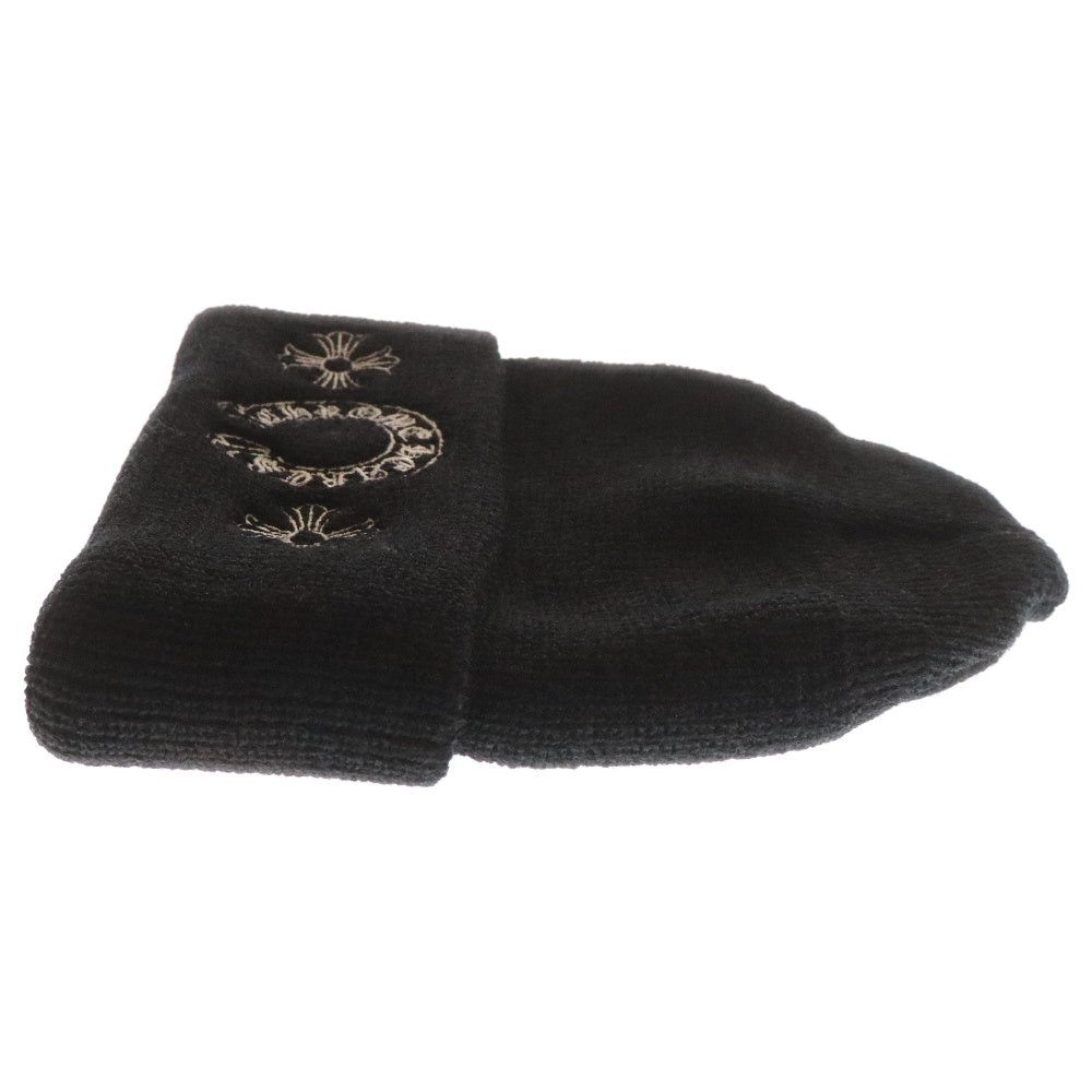 CHROME HEARTS(クロムハーツ) WOOL WATCH CAP ウールワッチキャップ CHロゴ刺繍ビーニーニット帽 ブラック/ホワイト