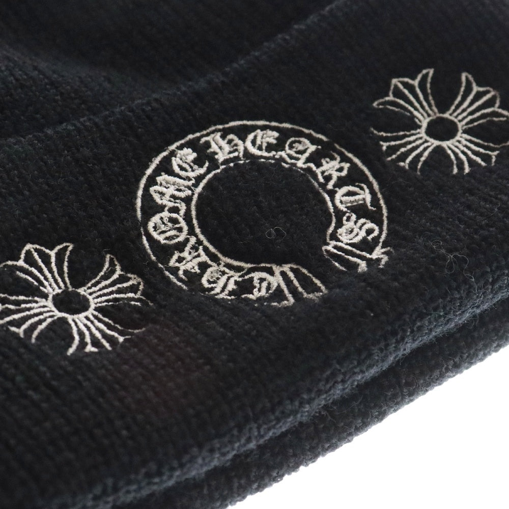 CHROME HEARTS(クロムハーツ) WOOL WATCH CAP ウールワッチキャップ CHロゴ刺繍ビーニーニット帽 ブラック/ホワイト