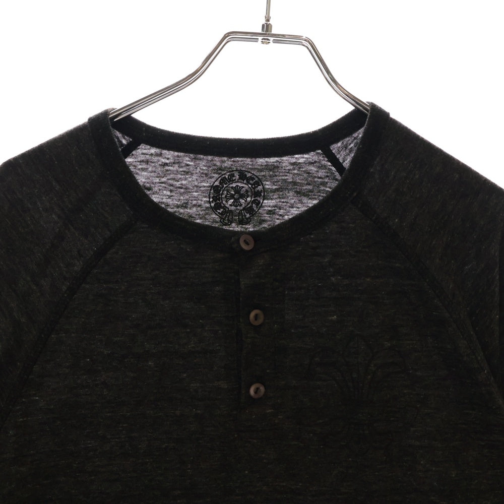 CHROME HEARTS(クロムハーツ) フレアプリントヘンリーネック長袖カットソー グレー