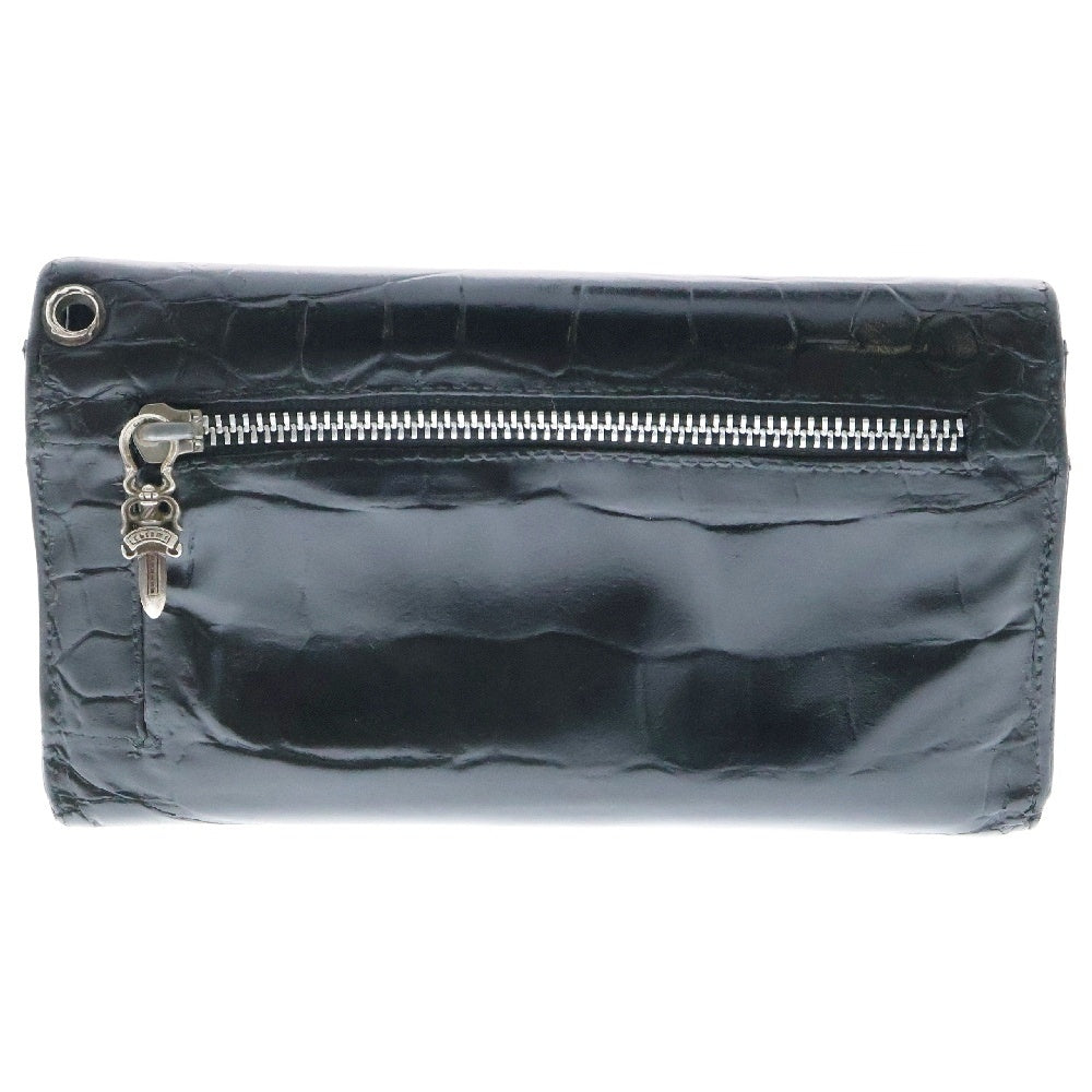 CHROME HEARTS(クロムハーツ) WAVE ALLIGATOR ウェーブアリゲーター クロスボールボタンアリゲーターレザーウォレット財布 ブラック