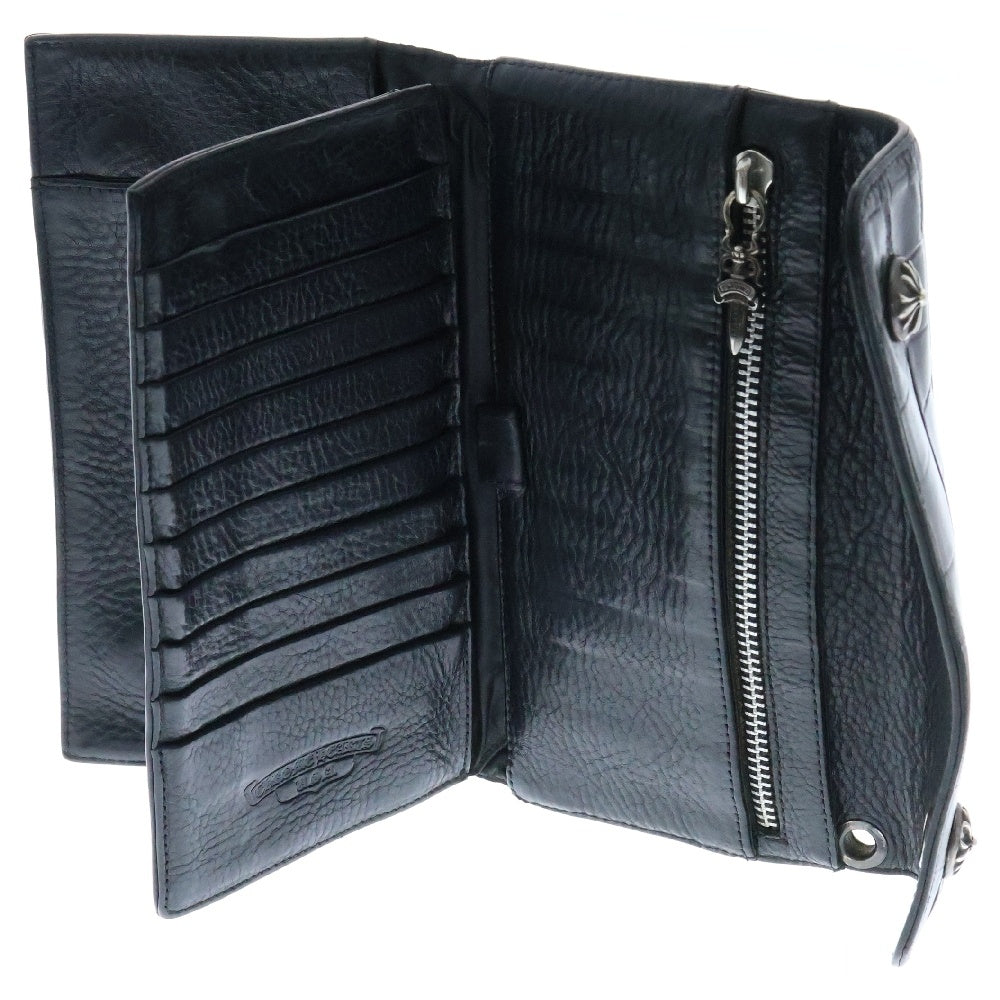CHROME HEARTS(クロムハーツ) WAVE ALLIGATOR ウェーブアリゲーター クロスボールボタンアリゲーターレザーウォレット財布 ブラック