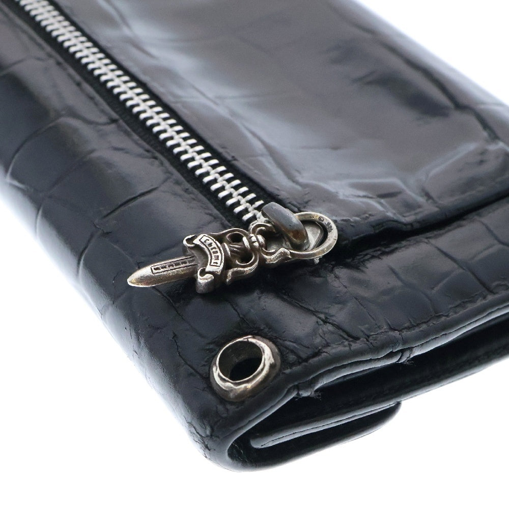 CHROME HEARTS(クロムハーツ) WAVE ALLIGATOR ウェーブアリゲーター クロスボールボタンアリゲーターレザーウォレット財布 ブラック