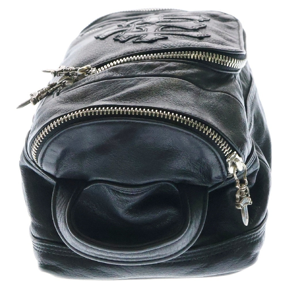 CHROME HEARTS(クロムハーツ) TLTRY DFFL LTHR 3CEME TOILETRY DUFFLE トイレトリー 3セメタリー クロスパッチ レザーダッフル セカンドバッグ クラッチバッグ ブラック/シルバー
