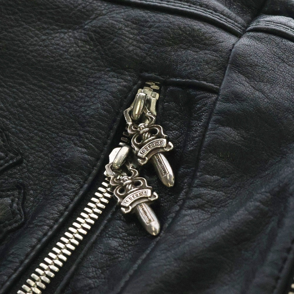 CHROME HEARTS(クロムハーツ) TLTRY DFFL LTHR 3CEME TOILETRY DUFFLE トイレトリー 3セメタリー クロスパッチ レザーダッフル セカンドバッグ クラッチバッグ ブラック/シルバー
