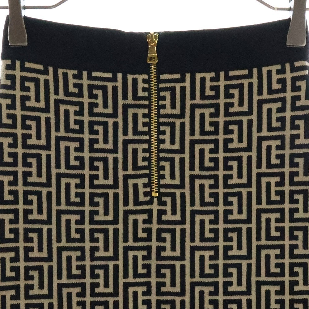 BALMAIN(バルマン) Monogram Skirt モノグラム ジャガード スカート レディース ブラック/ブラウン
