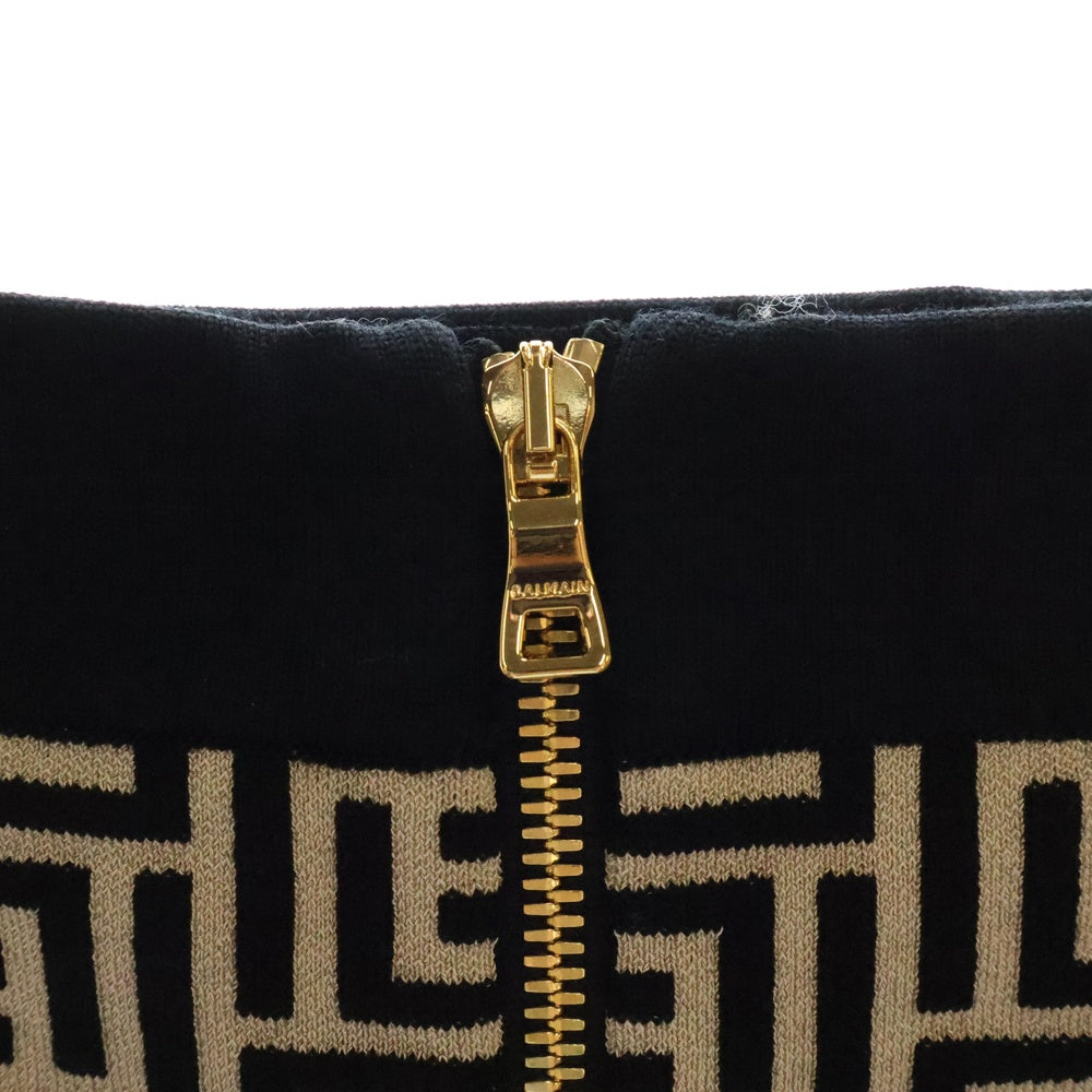 BALMAIN(バルマン) Monogram Skirt モノグラム ジャガード スカート レディース ブラック/ブラウン