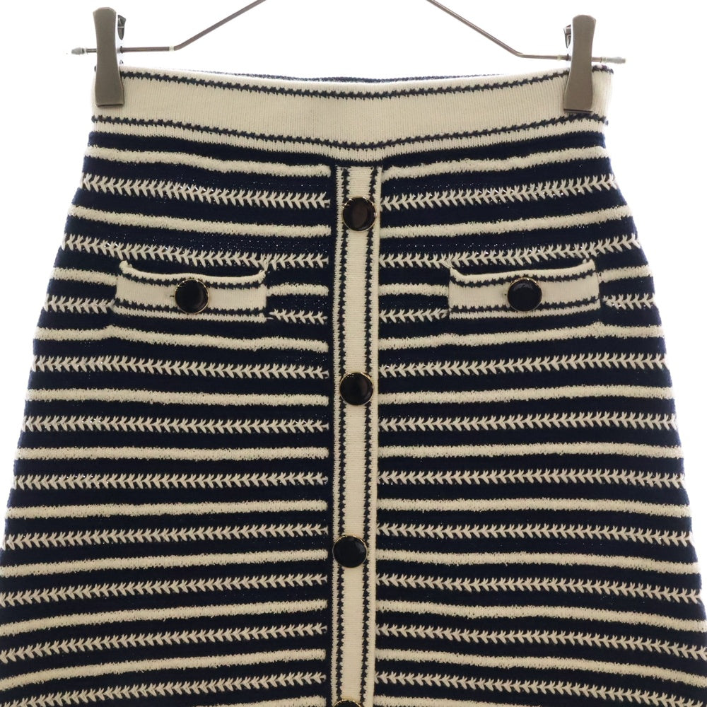 self portrait(セルフ ポートレート) 22SS NAVY ROPE KNIT SKIRT ネイビーロープ ニットスカート レディース ブルー/ホワイト