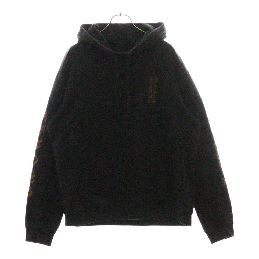 CHROME HEARTS(クロムハーツ) SWTSHRT PLVR バーティカルロゴ 袖プリントプルオーバースウェットパーカー ブラック/ブラウン