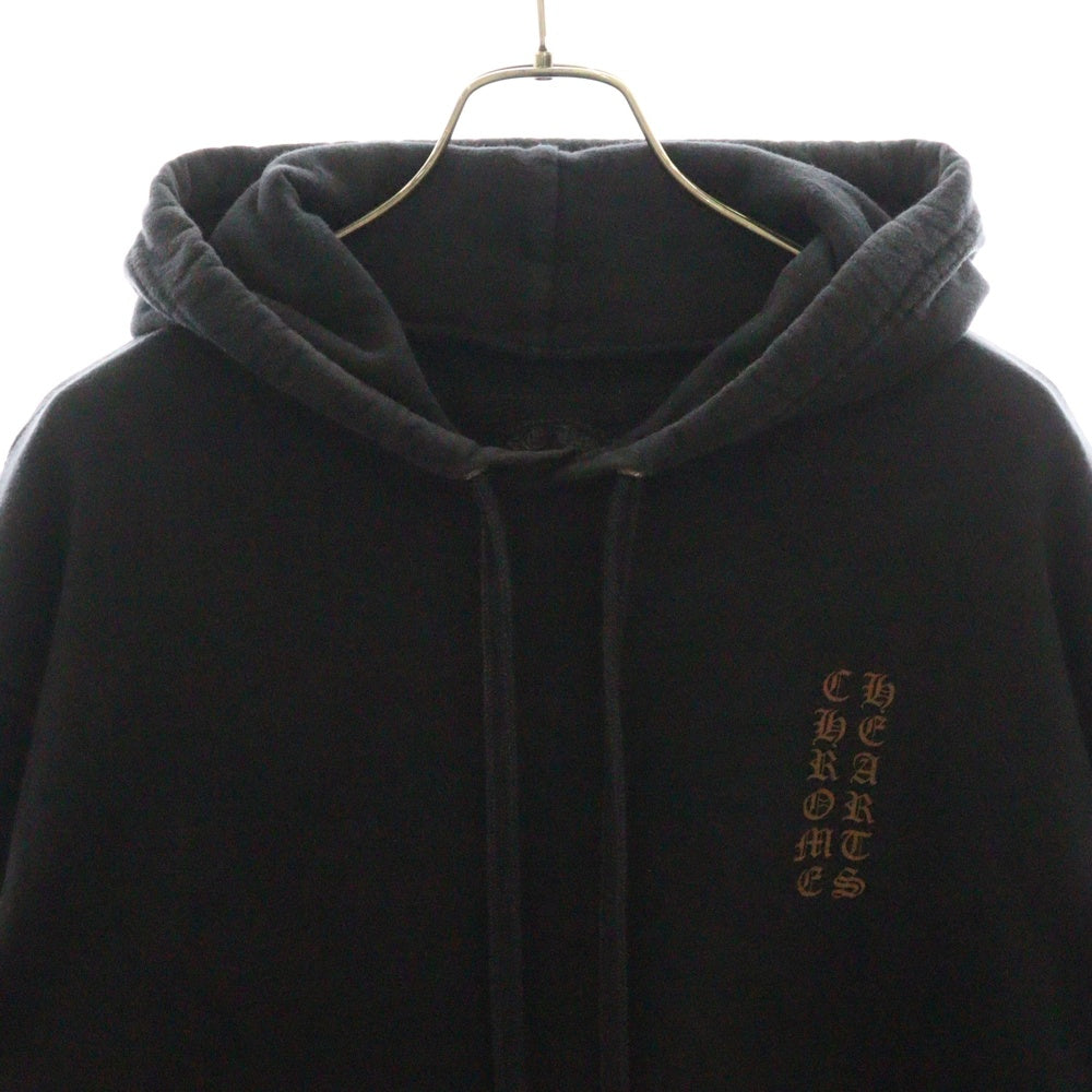 CHROME HEARTS(クロムハーツ) SWTSHRT PLVR バーティカルロゴ 袖プリントプルオーバースウェットパーカー ブラック/ブラウン
