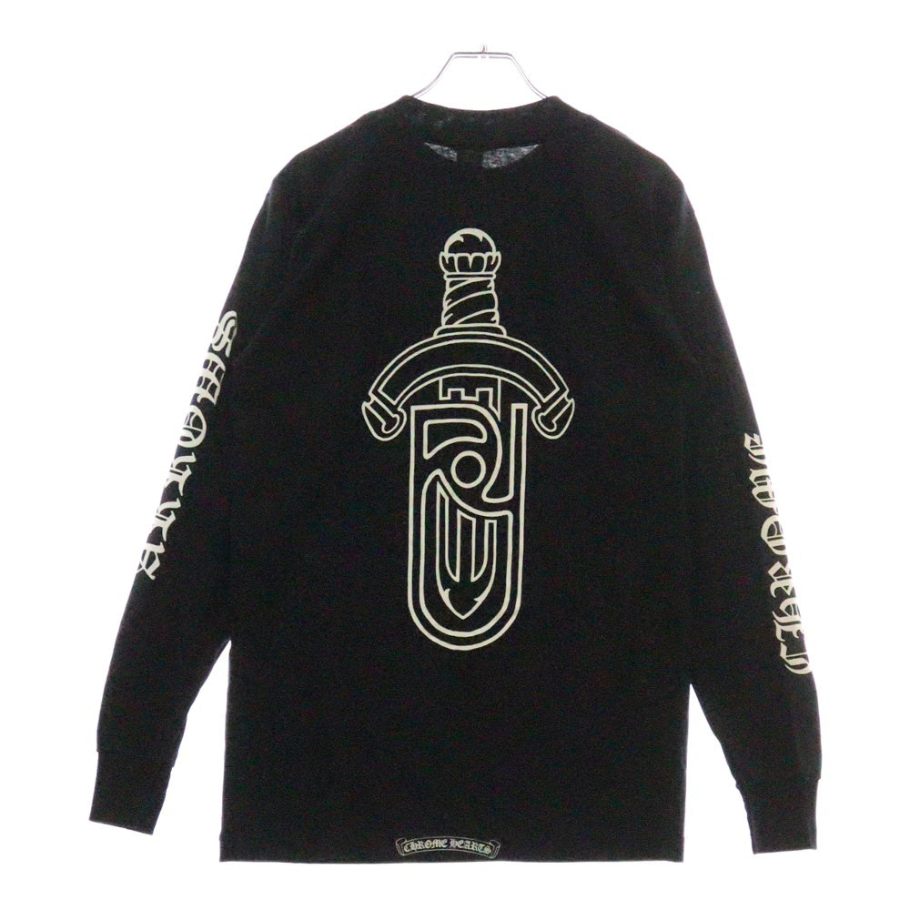CHROME HEARTS(クロムハーツ) OLD×Maxfield Los Angels dagger L/S Tee×オールドモデル マックスフィールドコラボ バックロゴプリント 長袖Tシャツ ブラック