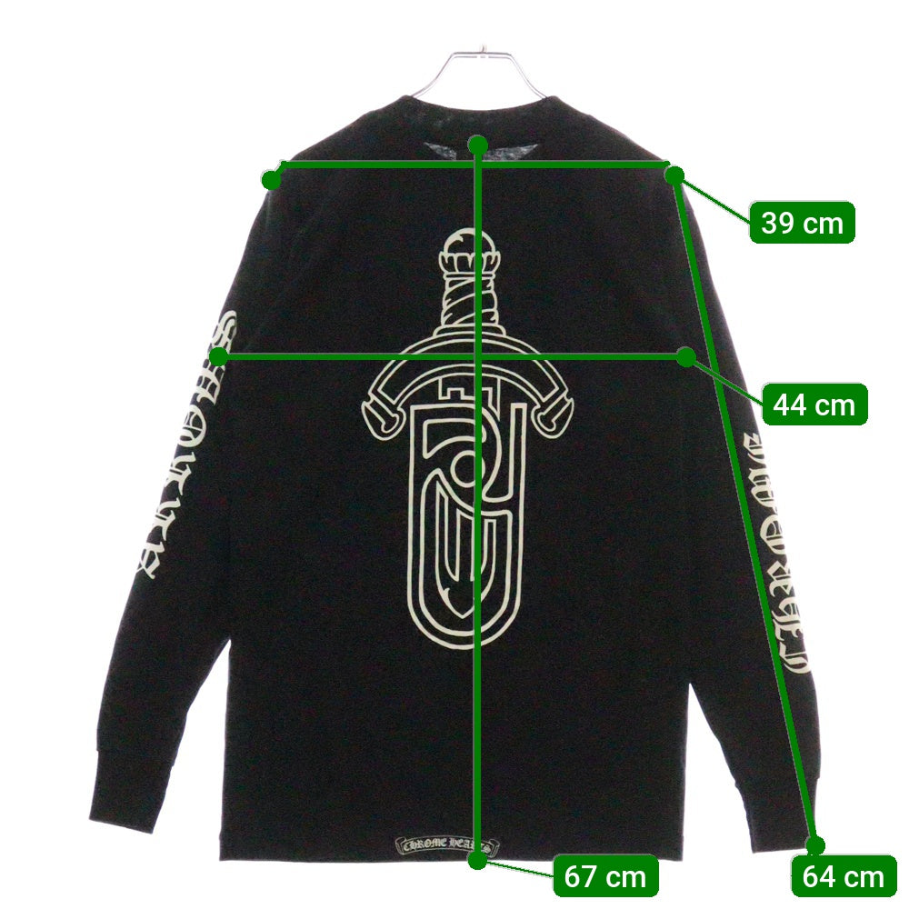 CHROME HEARTS(クロムハーツ) OLD×Maxfield Los Angels dagger L/S Tee×オールドモデル マックスフィールドコラボ バックロゴプリント 長袖Tシャツ ブラック