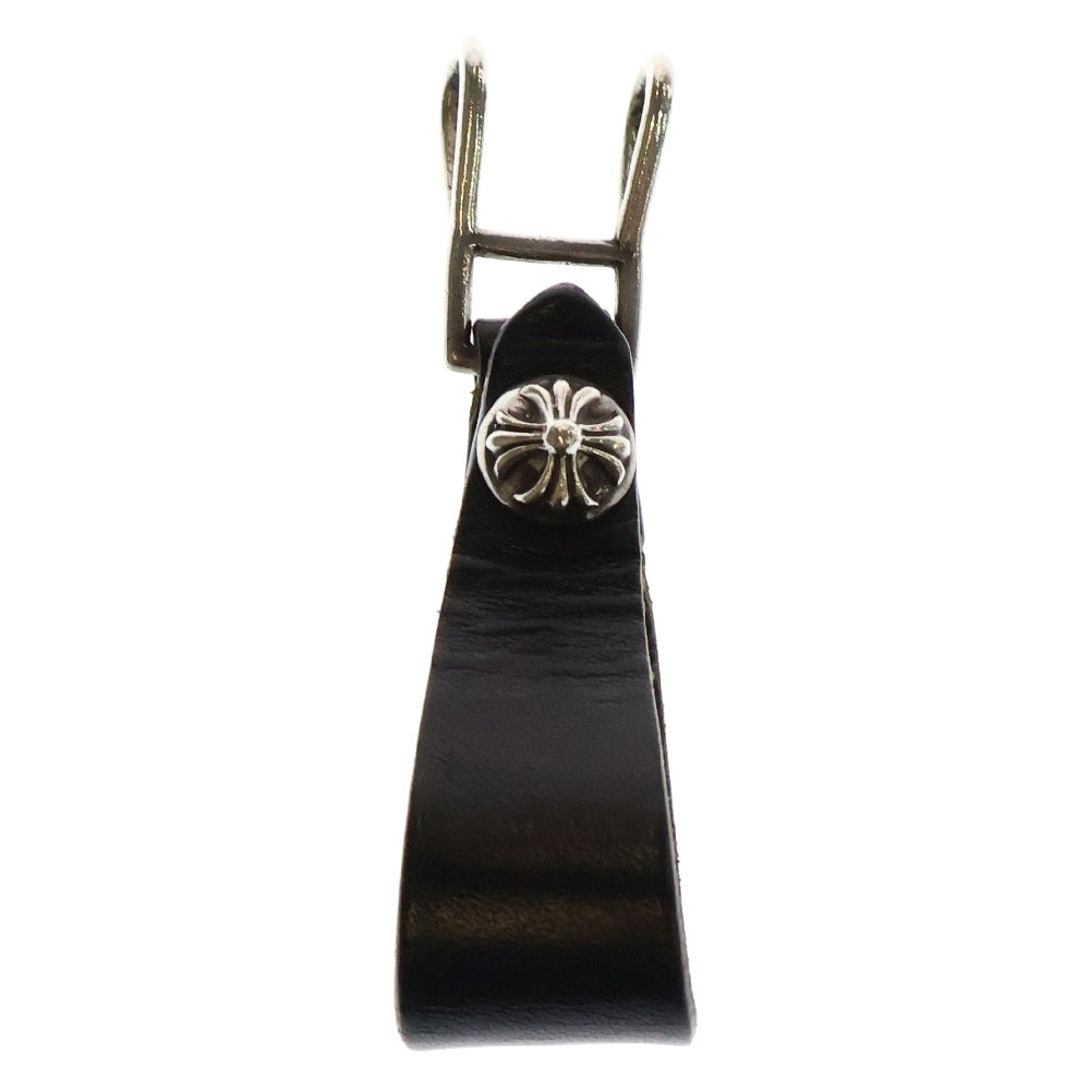 CHROME HEARTS(クロムハーツ) BELT LOOP クロスボールボタンレザーベルトループ シルバー/ブラック BCA397