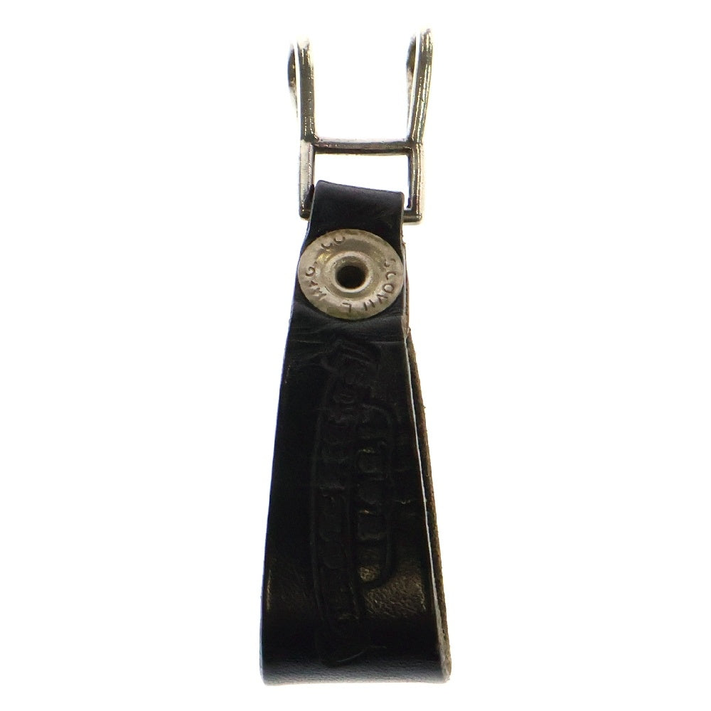 CHROME HEARTS(クロムハーツ) BELT LOOP クロスボールボタンレザーベルトループ シルバー/ブラック BCA397