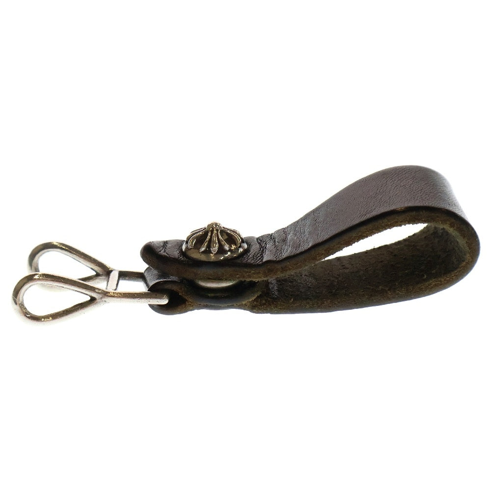 CHROME HEARTS(クロムハーツ) BELT LOOP クロスボールボタンレザーベルトループ シルバー/ブラック BCA397