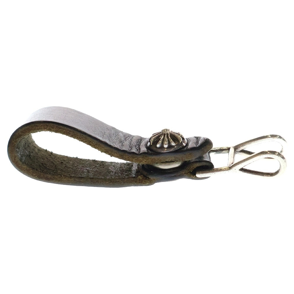 CHROME HEARTS(クロムハーツ) BELT LOOP クロスボールボタンレザーベルトループ シルバー/ブラック BCA397