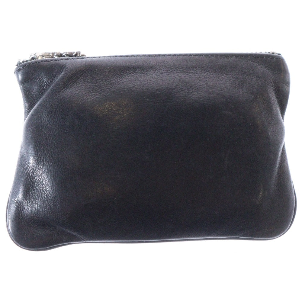 CHROME HEARTS(クロムハーツ) ZPR CHG PURSE ジッパーチェンジパース クロスパッチ レザーウォレット 財布 コインケース ブラック/シルバー
