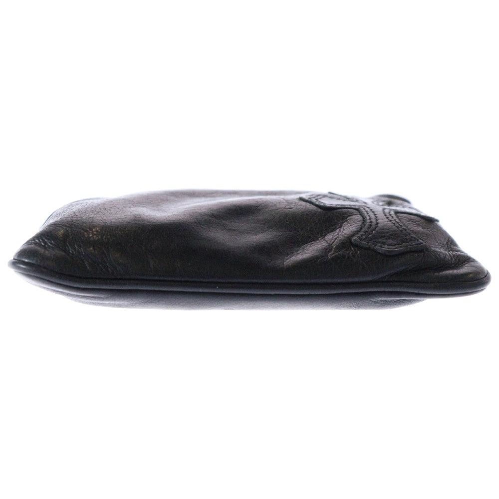 CHROME HEARTS(クロムハーツ) ZPR CHG PURSE ジッパーチェンジパース クロスパッチ レザーウォレット 財布 コインケース ブラック/シルバー
