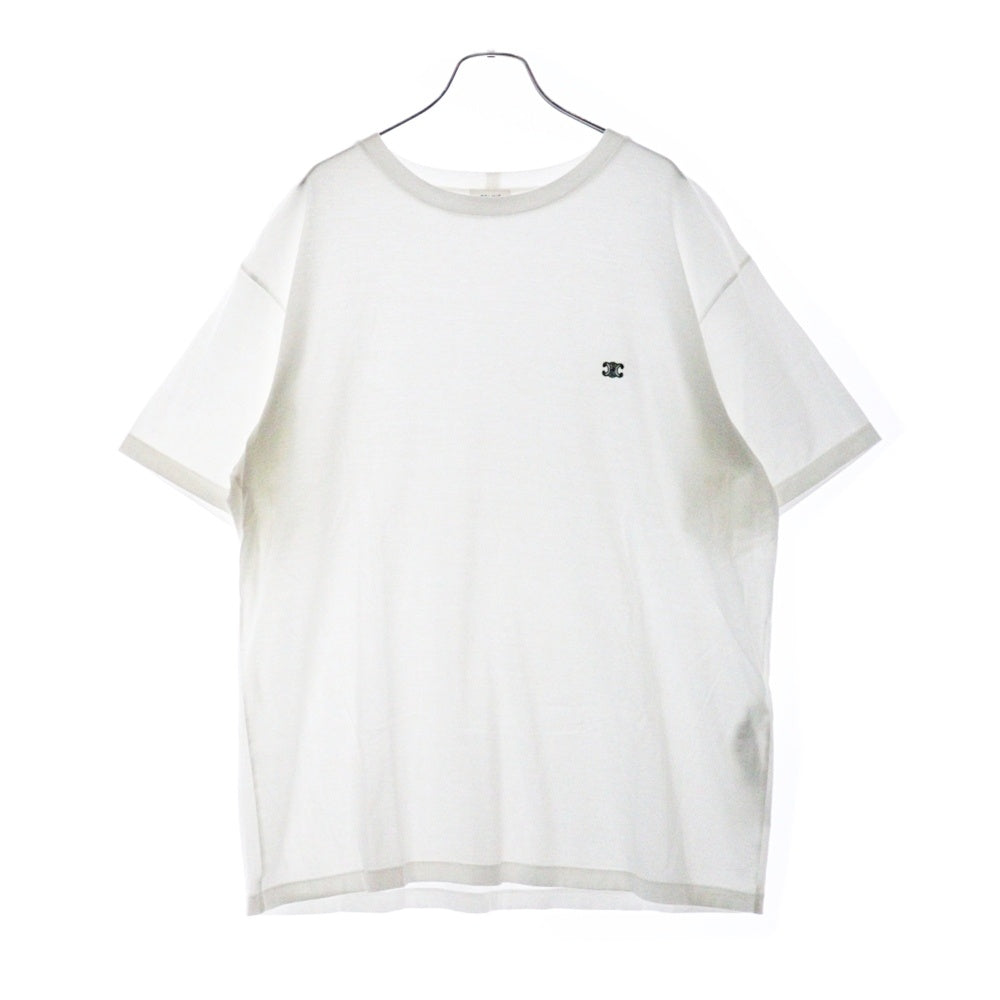 CELINE(セリーヌ) トリオンフ刺繍ロゴ ルーズ 半袖Tシャツ カットソー ホワイト