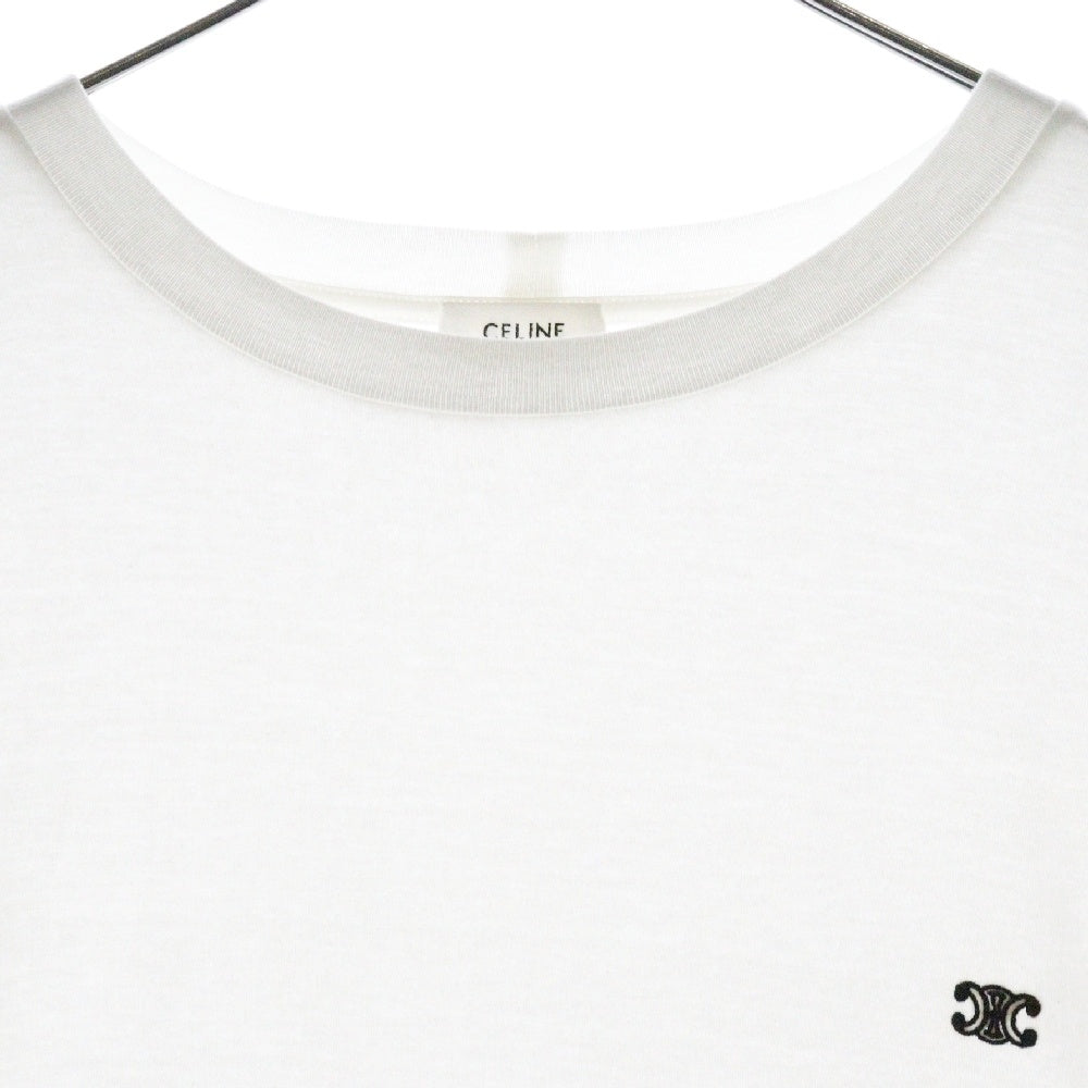 CELINE(セリーヌ) トリオンフ刺繍ロゴ ルーズ 半袖Tシャツ カットソー ホワイト