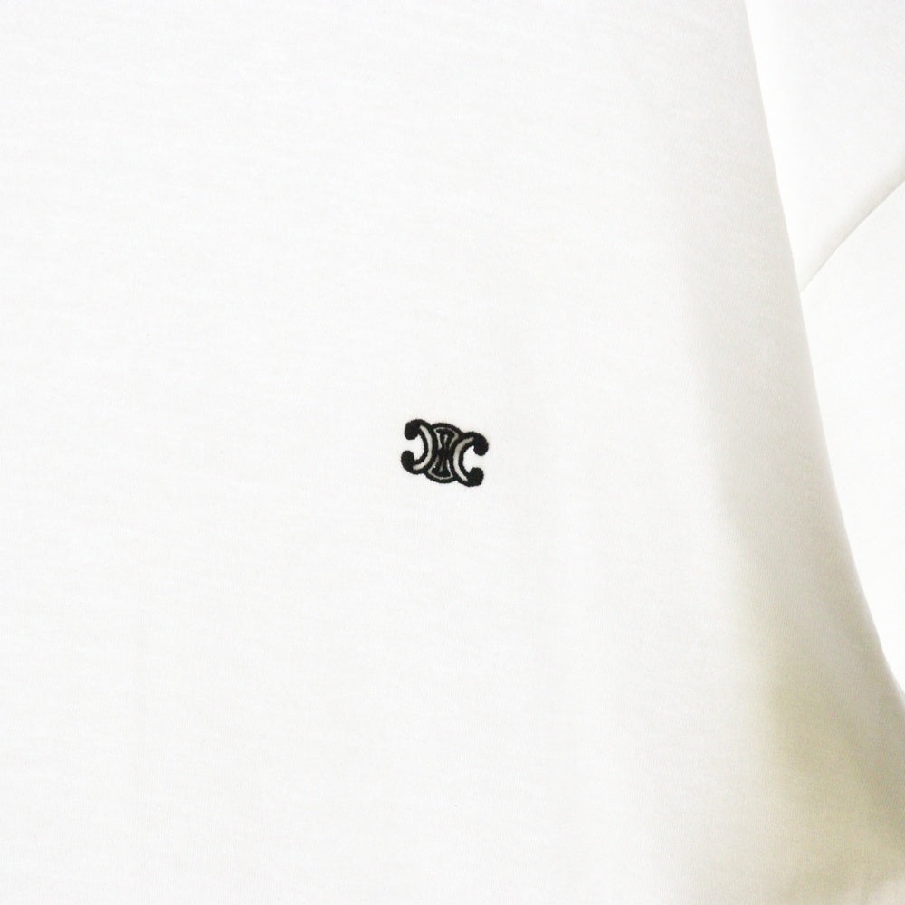 CELINE(セリーヌ) トリオンフ刺繍ロゴ ルーズ 半袖Tシャツ カットソー ホワイト