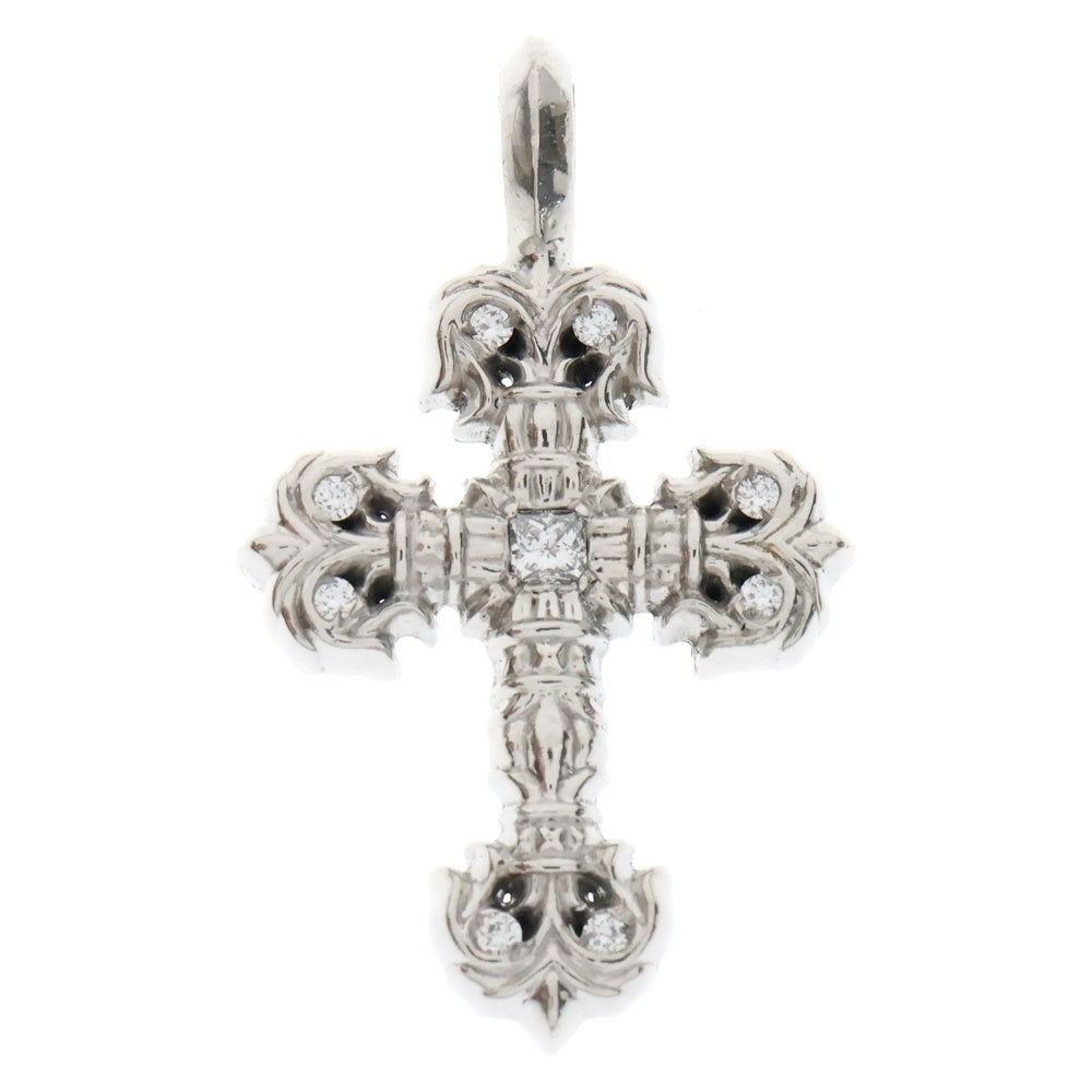 CHROME HEARTS(クロムハーツ) 18K CHARM FILIGREE TINY P DMND タイニーフィリグリー PAVEダイヤ ホワイトゴールドネックレストップ